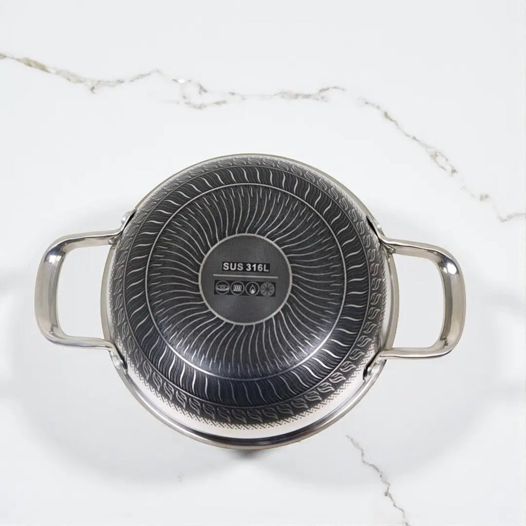 Honeycomb Design Stainless Steel Karai with Lid - KT Bazar BD Shop