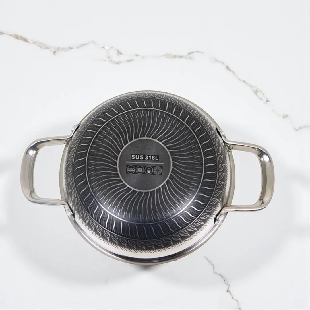 Honeycomb Design Stainless Steel Karai with Lid - KT Bazar BD Shop