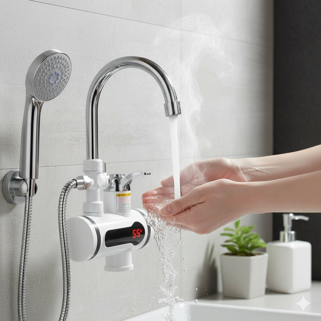 Instant Hot Water Heater Tap with LED Display & Shower – 3000W - KT Bazar BD Shop