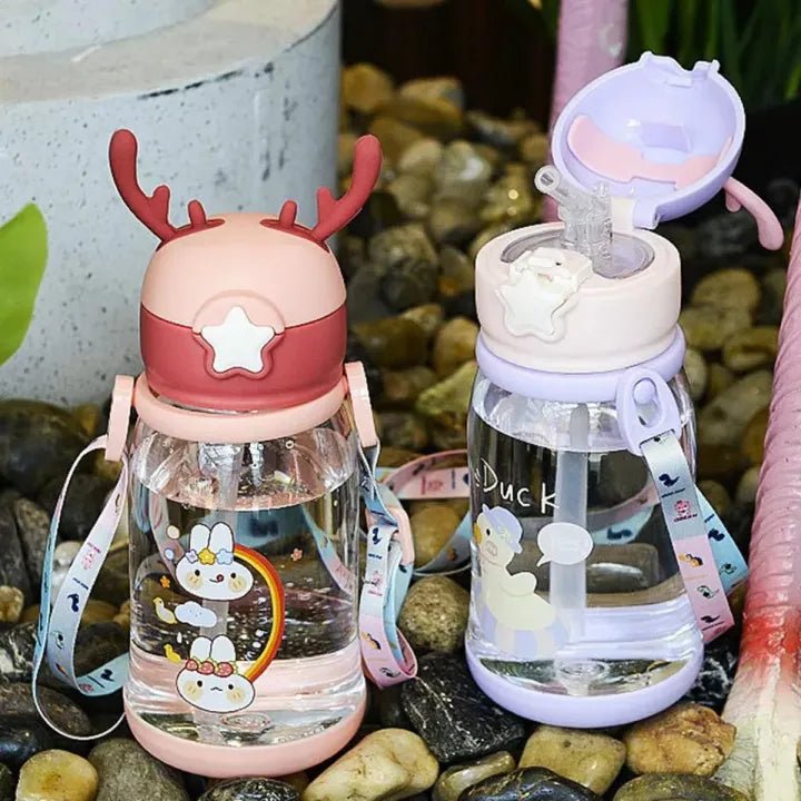 Kids BPA - Free Water Bottle 400ml – Flip Top & Straw Design - KT Bazar BD Shop