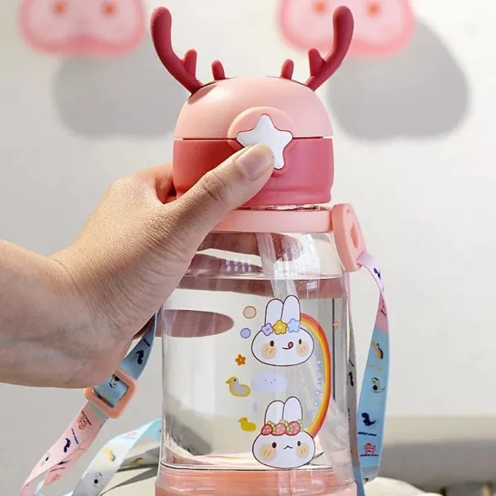 Kids BPA - Free Water Bottle 400ml – Flip Top & Straw Design - KT Bazar BD Shop