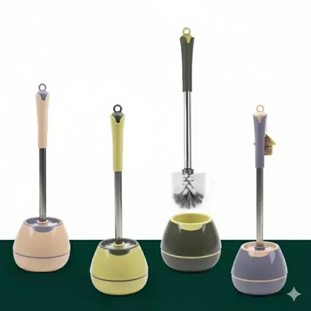 Long Handle Toilet Brush Set with Base – No Dead Corner Cleaning Tool - KT Bazar BD Shop
