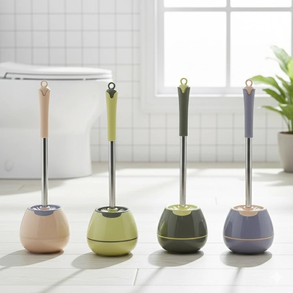 Long Handle Toilet Brush Set with Base – No Dead Corner Cleaning Tool - KT Bazar BD Shop