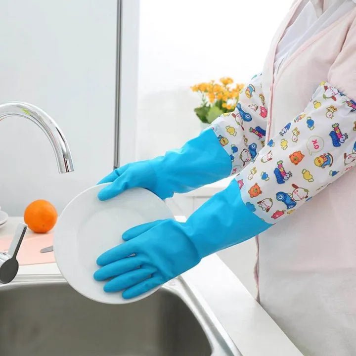 Long Kitchen Cleaning Gloves – Waterproof Hand Protection - KT Bazar BD Shop