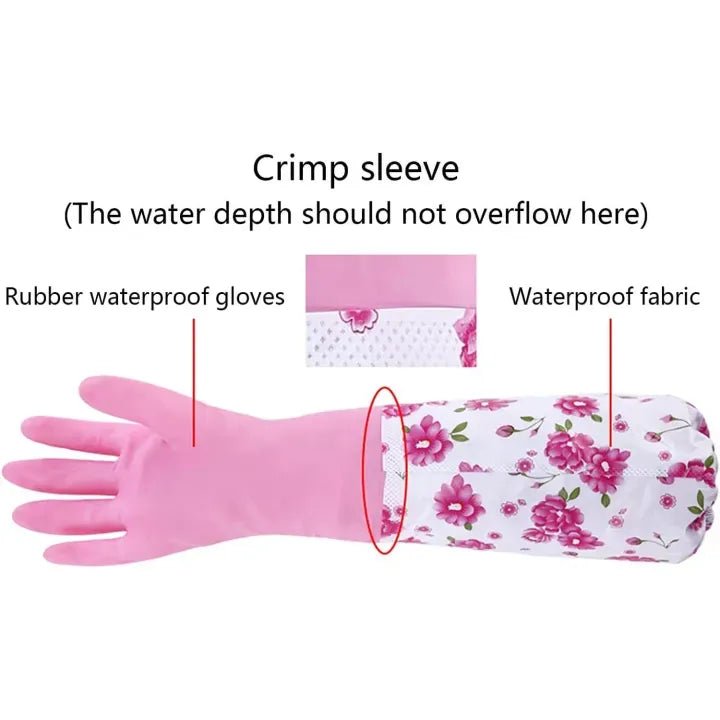 Long Kitchen Cleaning Gloves – Waterproof Hand Protection - KT Bazar BD Shop