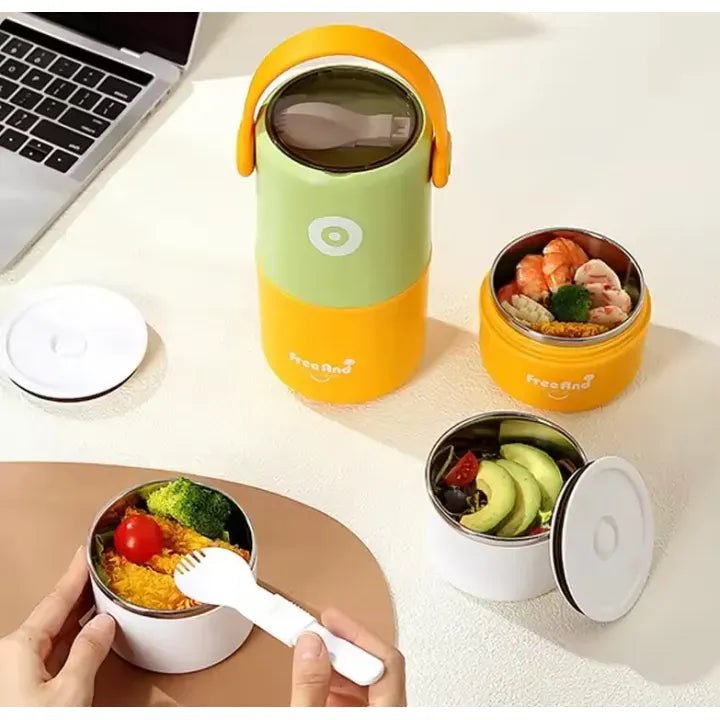 MENIBENTO Stainless Steel 2 Layer Lunch Box - KT Bazar BD Shop