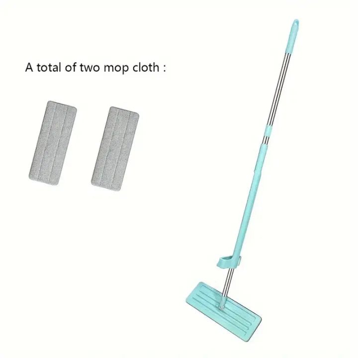 Microfiber Flat Mop Hand Free Squeeze Cleaning Floor Mop With 2 Washable Mop Pads Lazy Mop Household Cleaner Tools - KT Bazar BD Shop