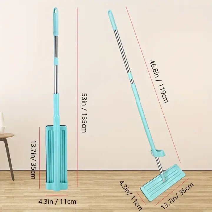 Microfiber Flat Mop Hand Free Squeeze Cleaning Floor Mop With 2 Washable Mop Pads Lazy Mop Household Cleaner Tools - KT Bazar BD Shop