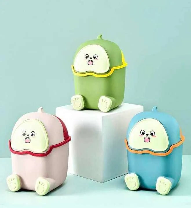 Mini Cute Tabletop Trash Bin – Stylish Small Waste Basket with Lid for Car, Bedroom & Bathroom - KT Bazar BD Shop