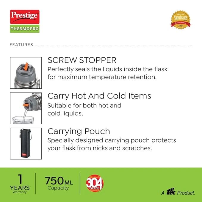 Prestige Stainless Steel Thermos Flask - KT Bazar BD Shop