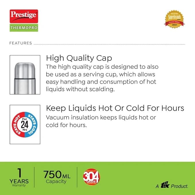 Prestige Stainless Steel Thermos Flask - KT Bazar BD Shop