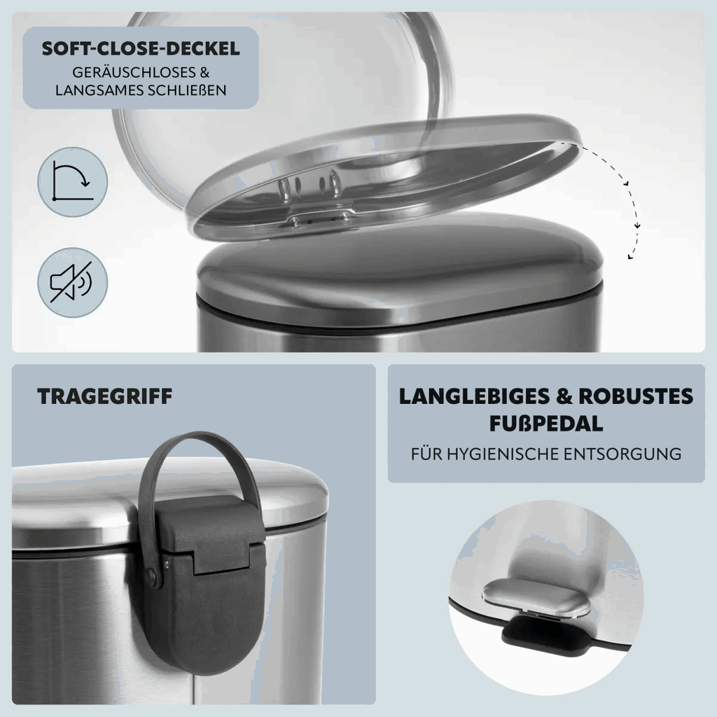 Round - Rect. Stainless Steel Pedal Bin 6/12 Litre - KT Bazar BD Shop