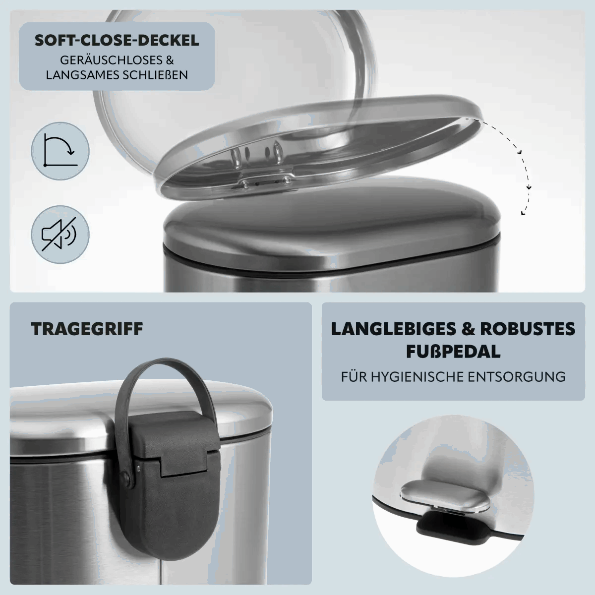 Round - Rect. Stainless Steel Pedal Bin 6/12 Litre - KT Bazar BD Shop