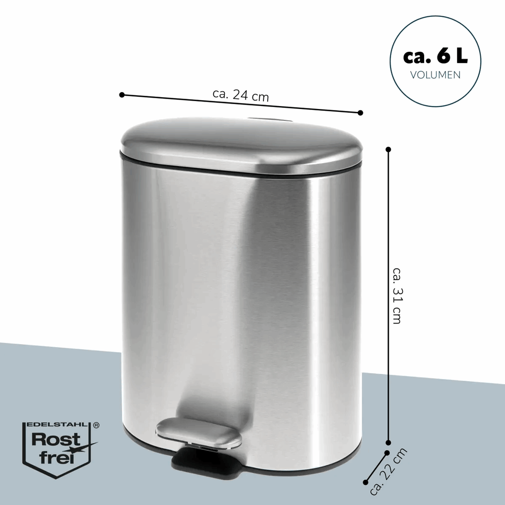 Round - Rect. Stainless Steel Pedal Bin 6/12 Litre - KT Bazar BD Shop