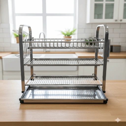 SKB Dish Drying Rack Stainless Steel Sus 304 Food Grade with knife set