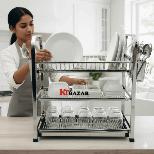 SKB Dish Drying Rack Stainless Steel Sus 304 Food Grade with knife set