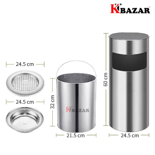 Smoke steel ash tray dustbin - KT Bazar BD Shop