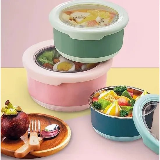 Stainless Steel Bento Lunch Container – Leakproof, Sealed & Durable Round box - KT Bazar BD Shop