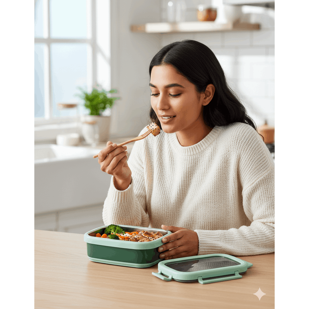 Stainless Steel Bento Lunch Container – Leakproof, Sealed & Durable Square Box - KT Bazar BD Shop