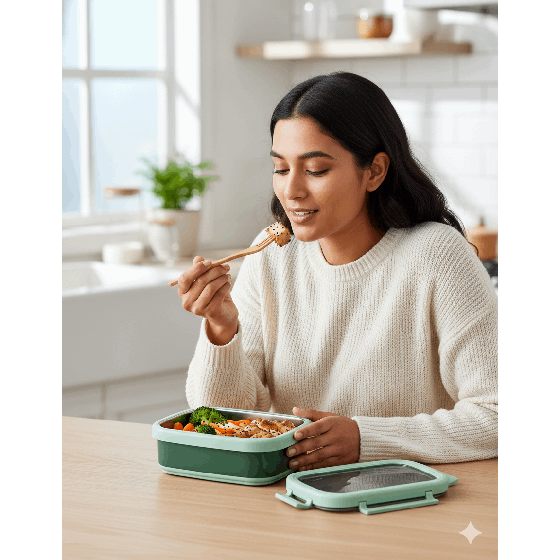 Stainless Steel Bento Lunch Container – Leakproof, Sealed & Durable Square Box - KT Bazar BD Shop