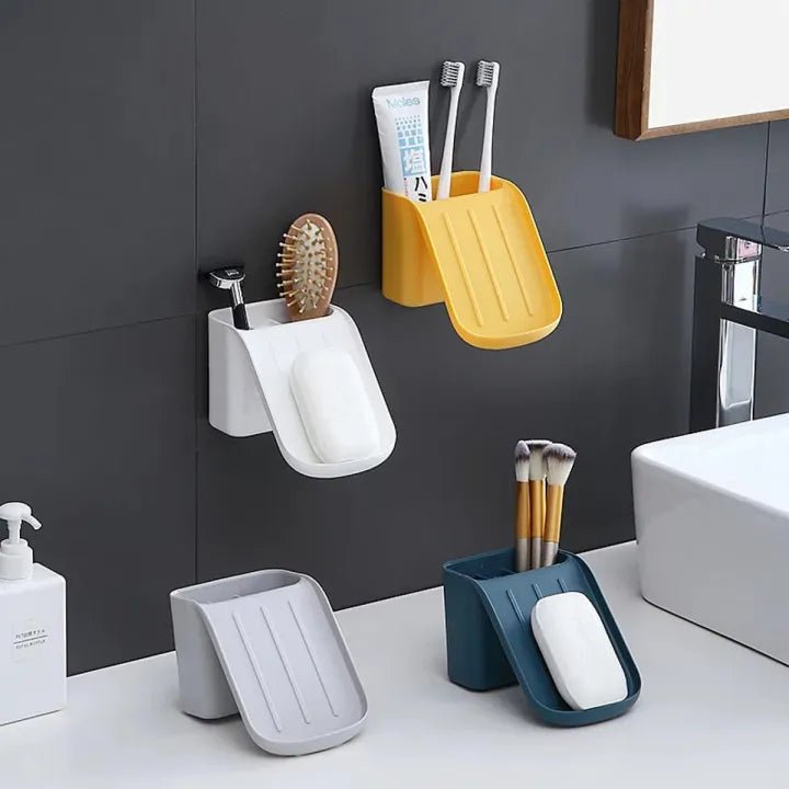 Toothbrush & Soap Storage Rack – Suction Cup Bathroom Organizer - KT Bazar BD Shop