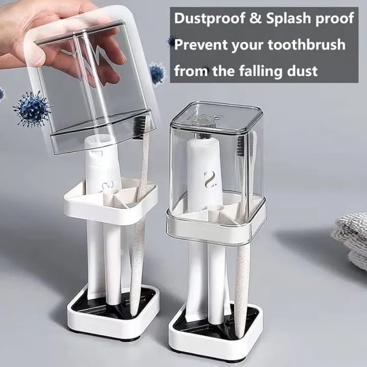 White Plastic Toothbrush & Toothpaste Stand – Single Holder - KT Bazar BD Shop