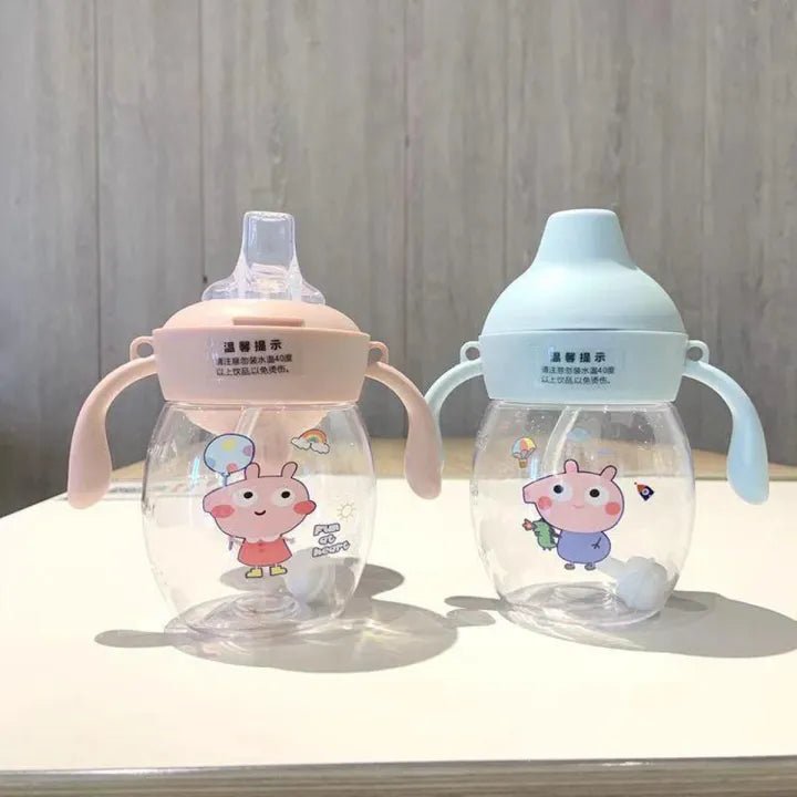 Wholesale Children straw water cup cartoon antlers summer plastic bottle kindergarten baby kids student 280ml large capacity - KT Bazar BD Shop